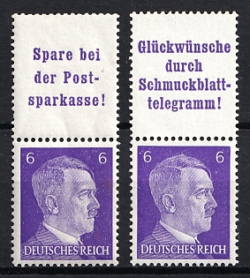 1941 6pf Third Reich, Germany, Se-tenants, Zusammendrucke