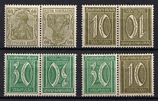 1921 Weimar Republic, Germany, Tete-beches, Se-tenants, Zusammendrucke
