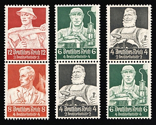 1934 Third Reich, Germany, Se-tenants, Zusammendrucke