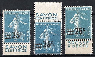 1926 25c on 30c France, Sheet Inscriptions, Margins