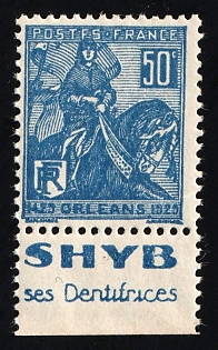 1929 50c France, Sheet Inscription 'Shyb ses Denturices', Margin, Complete Set