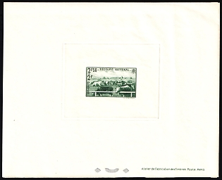 1940 2.5fr+2fr France, Proof Sheetlet with Curtain, Epreuve de Luxe, Deluxe Presentation Miniature Sheet
