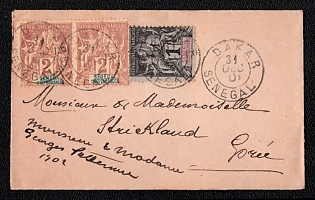 1901 (31 Dec) Cover from Dakar (Senegal) to Gorée (Senegal), franked by 1c and a pair of 2c (Senegal), tied by Dakar postmarks. No arrival postmark