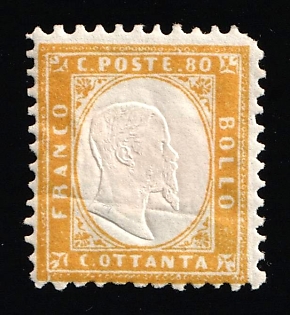 1885-63 80c Sardinia, Italy, Head SHIFTED Left