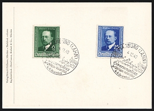 1940 (4 Dec) 'Honouring Emil von Behring', Third Reich, Germany, Picture Postcard used in Marburg, franked with Complete Set of 6pf-25pf, Commemorative Postmarks