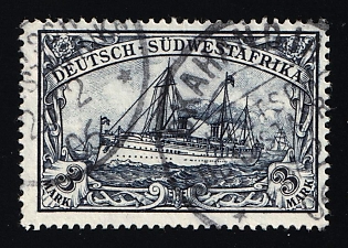 1901 3m South West Africa, German Colonies, Kaiser’s Yacht, Germany, Signed