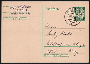 1940 (18 Jan) Third Reich, Germany, 6pf Postal Stationery Postcard from Danzig to Apfeldorf