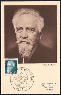 1949 (26 Mar) French Republic, 'Jean Perrin, French Physicist', Commemorative Picture Postcard franked with 8f