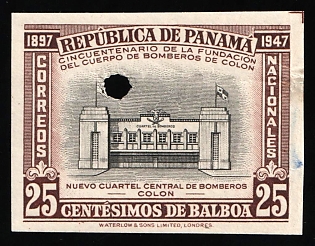 1948 25c Republic of Panama, Imperforate, Annulated