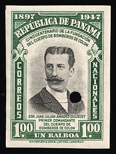 1948 1b Republic of Panama, Imperforate, Annulated