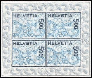 2000 5.00fr Switzerland, Embroidery, Full Sheet