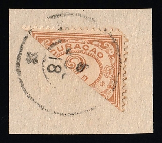 1915 2c Curacao, Netherlands Antilles, Bisect, on Piece