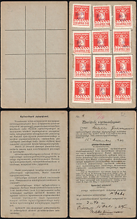 1927 (15 Dec) 'Savings Book with Stamps №4', Greenland, Blue Handstamps '№32 avane', Franked with 12 x 20ore