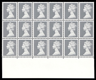 1967-70 Great Britain, Queen Elizabeth II, 'Machin' Definitive Issue, Without Denomination, Margin, Part Sheet