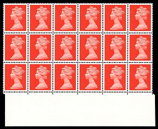 1967-70 Great Britain, Queen Elizabeth II, 'Machin' Definitive Issue, Without Denomination, Margin, Part Sheet
