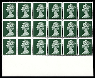 1967-70 Great Britain, Queen Elizabeth II, 'Machin' Definitive Issue,Without Denomination, Margin, Part Sheet