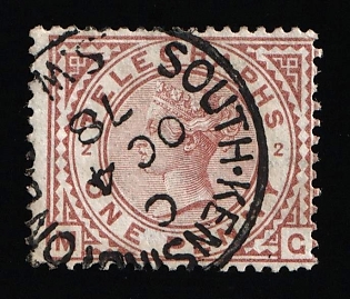 1876-81 1d Great Britain, Post Office Telegraph Stamp, Plate Number 2
