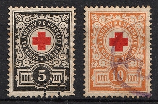 1903-05 Red Cross Tax on Passenger Tickets, Russian Empire Revenue, Russia, Parfin Cancel
