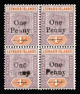 1902 Leeward Island, British Colonies, Block of Four