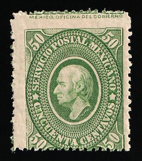 1884 50c Mexico, SHIFTED Perforation