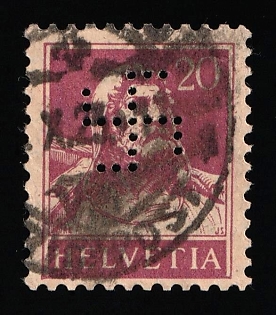 1921-34 20h Switzerland, Perfin