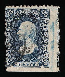 1874 25c, Mexico, SHIFTED Perforation