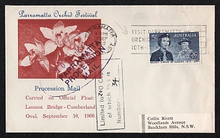1960 (10 Sept) Commonwealth of Australia, 'Parramatta Orchid Festival. Procession Mail', Commemorative Cover from Parramatta to Baulkham Hills (Australia) franked with 5p (Scott 335)