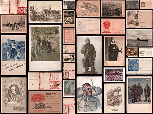 1938-56 Soviet Union, WWII, Military, Collection of Mint Picture Postcards
