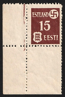 1941 15k Estonia, German Occupation, Germany, Corner Margin
