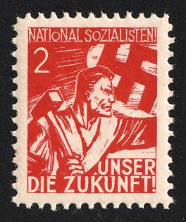1920-1945 'National Socialists! Our Future!', Nazi Germany Third Reich Propaganda Label Stamp