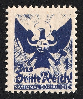 1920-1945 'Third Reich! National Socialists', Nazi Germany Third Reich Propaganda Label Stamp