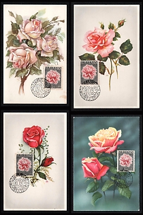1957 (16 Jun) Czechoslovak Republic, 'Lidice Rose Garden. Roses' Commemorative Picture Postcards franked with 60h, Thematic Group