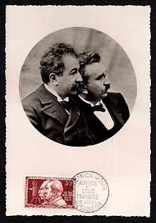 1955 (12 Jun) French Republic, 'Auguste and Louis Lumiere. Great Figures of Photoraphy' Commemorative Picture Postcard from Besancon franked with 30f, tied by 'Premier Jour' Cancellation