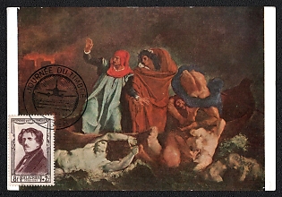 1953 (22 Mar) French Republic, 'Eugene Delacroix Self-Portrait', Commemorative Picture Postcard franked with 8f +2f