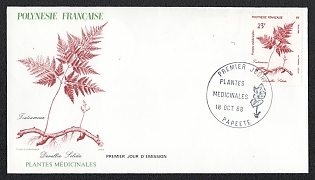 1988 (18 Oct) French Polynesia, 'Medicinal Plants. Davallia Solida (Tiatiamoua)', First Day Cover franked with 23f, tied by 'Premier Jour Papeete' Commemorative Cancellation