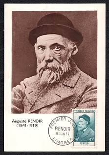 1955 (11 Jun) French Republic, 'Auguste Renoir' First Day Picture Postcard franked with 30f+15f, tied by 'Premier Jour Limoges' Commemorative Cancellation