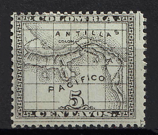 1887 5c Republic of Panama, Province Republic of Colombia, SHIFTED Perforation
