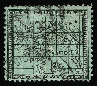 1887 1c Republic of Panama, Province Republic of Colombia, SHIFTED Perforation
