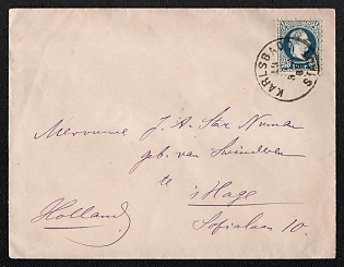 1883 (5 Jul) International cover from Karlsbad (Austria) to The Hague/s-Gravenhage (Netherlands), franked by 10kr (Austria), canceled Karlsbad postmark. Arrive in The Hague/s-Gravenhage July 20, 1883