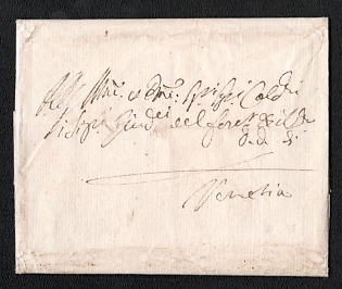 1699 Pre-philatelic stampless letter sheet from Parenzo (Italy) to Venetia (Italy), address on front to the "Sindici Delli Sette Comuni"