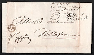 1868 (14 May) Stampless letter sheet from Verona (Italy) to Villafranca (Italy), official circular heraldic cachet "R. PREFETTURA DI VERONA". Arrive in Villafranca May 15, 1868