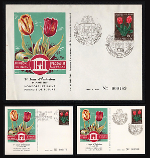 1955 (1 Apr) Grand Duchy of Luxembourg, 'Mondorf-les-Bains: Paradise of Flowers', First Day Covers Collection franked with 80c, tied by Commemorative Cancellations, Thematic Group