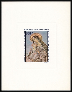 1968 100fr Virgin and Child, Republic of Dahomey (Benin), Proof Sunken Sheetlet