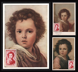 1952 (20 Nov) Saar Protectorate, 'Boy in a Turban by Peter Paul Rubens' Picture Postcards franked with 18f+7f, Thematic Group