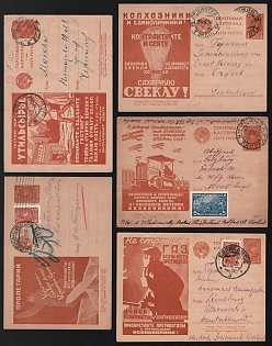 1929-32 Soviet Union, Group of Advertising and Propaganda Postcards