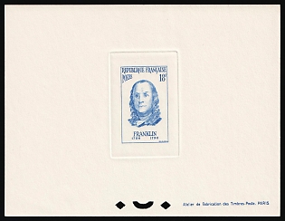 1956 18fr Bendjamin Franklin, French Republic, Die Proof