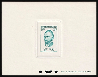 1956 30fr Vincent van Gogh, French Republic, Deluxe Die Proof Sheetlet