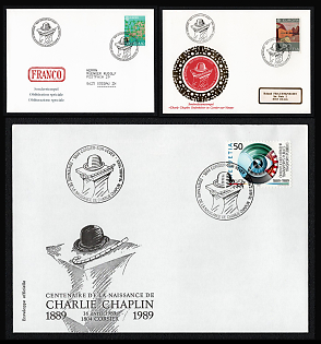 1989 Switzerland, Swiss Confederation, 'Centenary of the Birth of Charlie Chaplin 1889-1989' Covers tied by Commemorative Cancellation