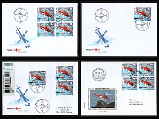 2002 Switzerland, Swiss Confederation, '50 Years of Rega. Swiss Air-Rescue 1952-2002' Covers tied by Commemorative Cancellation, Thematic Group