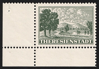 1943 Theresienstadt Ghetto, Bohemia and Moravia, Germany, Parcel Admission Stamp, Corner Margin, Signed
